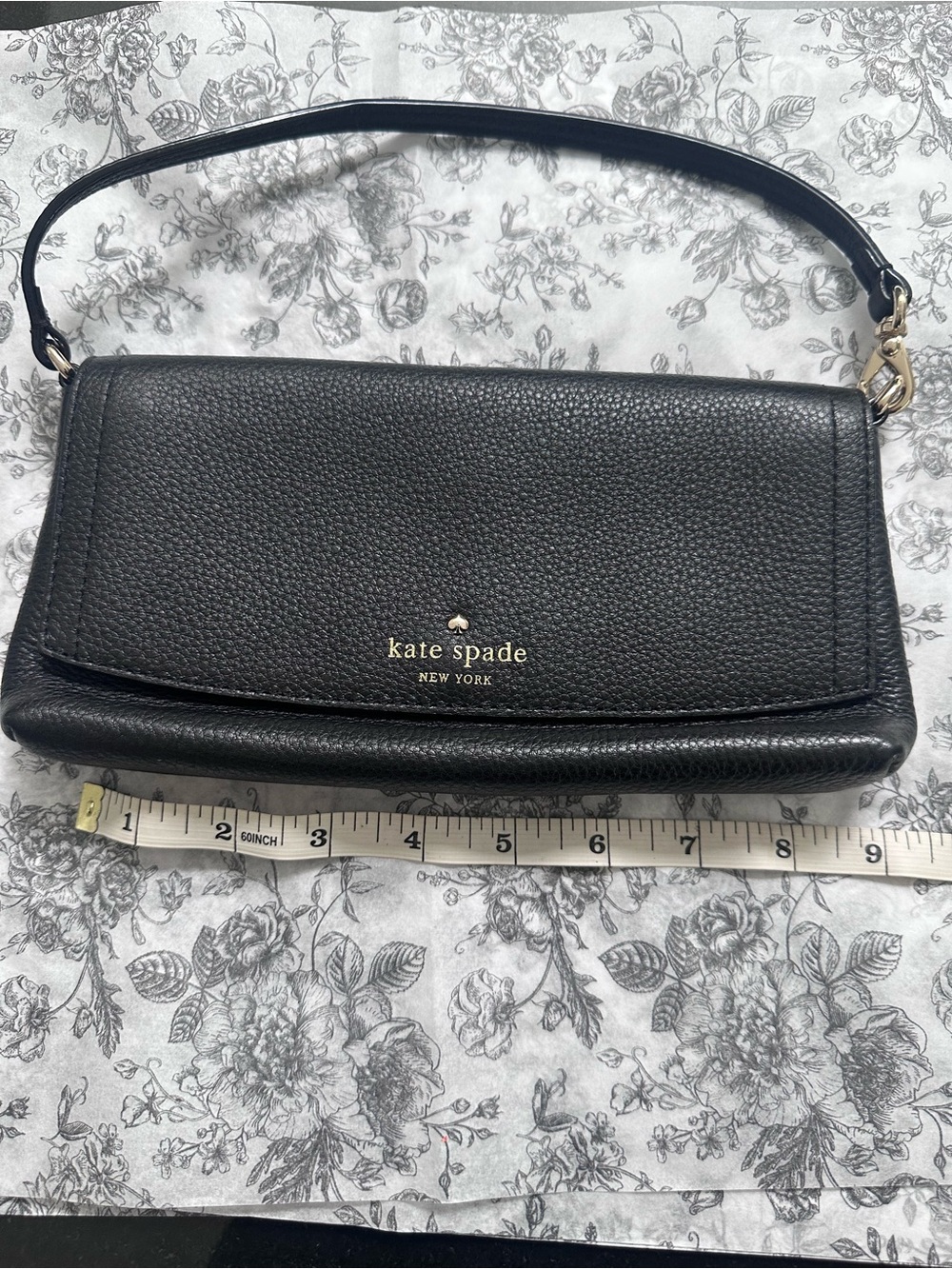 Kate Spade Black Pebbled Leather Clutch Shoulder Bag